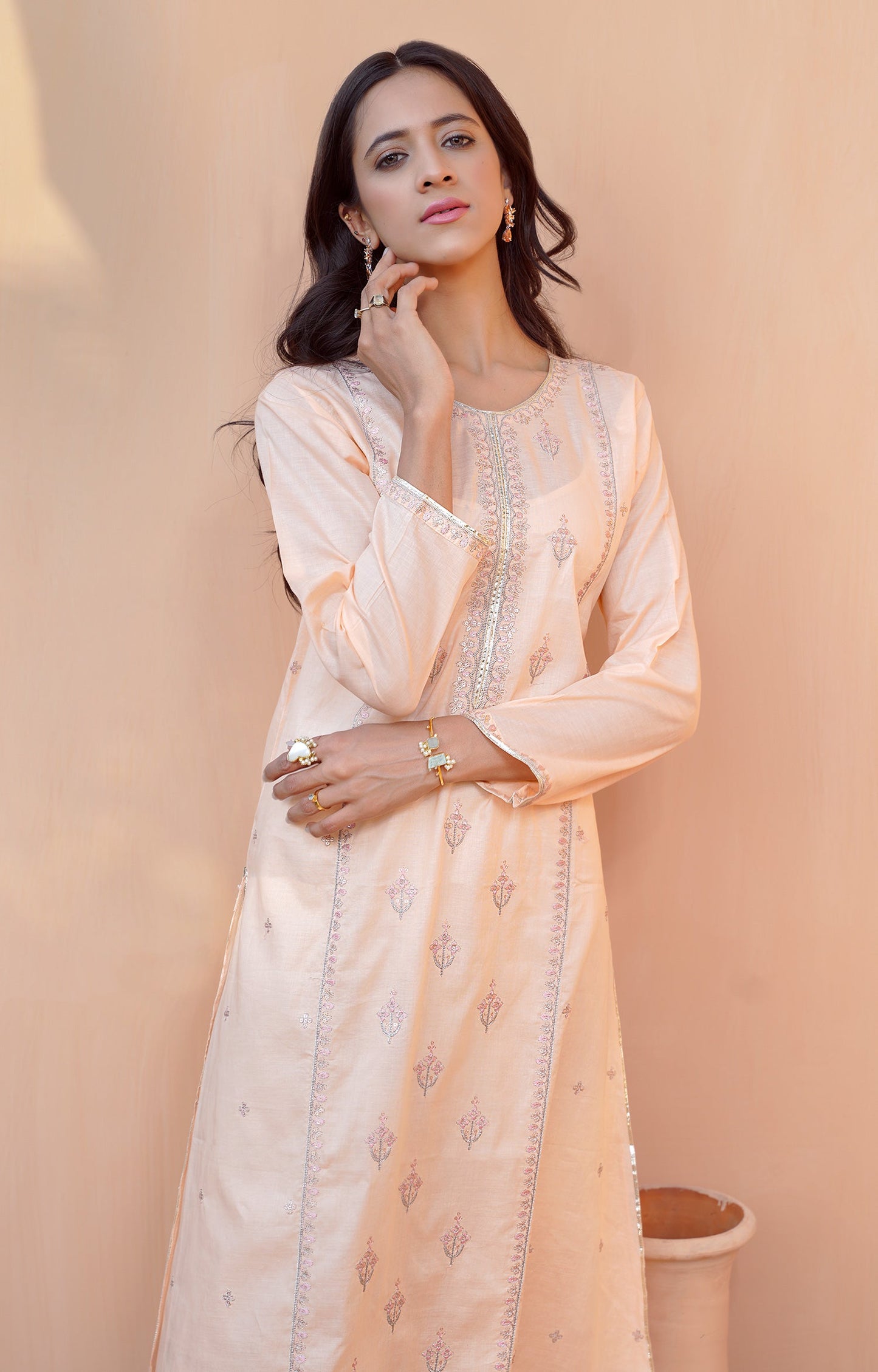 Hareer - PEACH MELBA - EMBROIDERED SHIRT