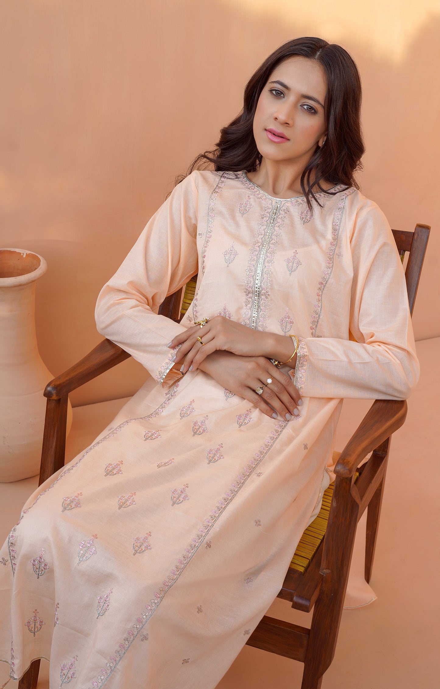 Hareer - PEACH MELBA - EMBROIDERED SHIRT