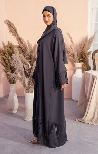 Hareer - GREY DUST FRONT OPEN ABAYA