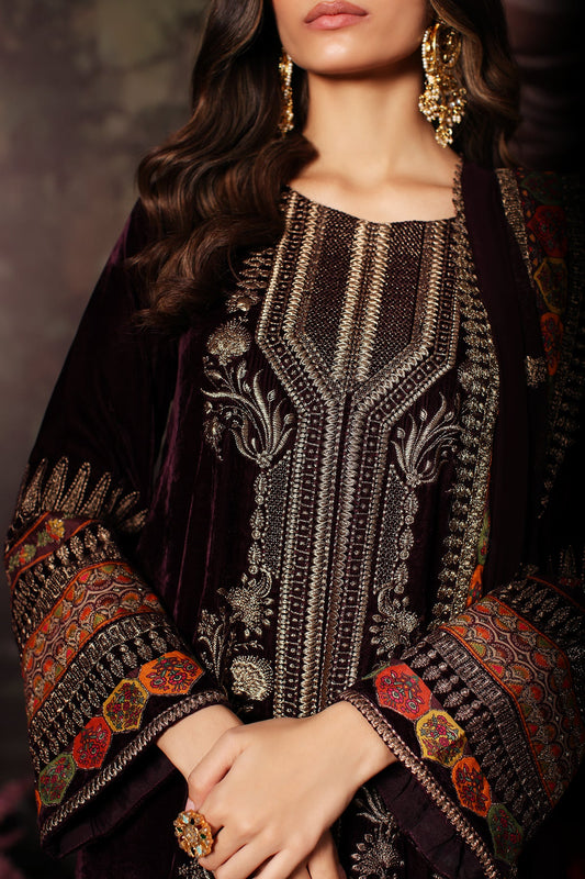 Charizma - 3 Pc Unstitched Embroidered Velvet With Embroidered Chiffon Dupatta CVT3-01