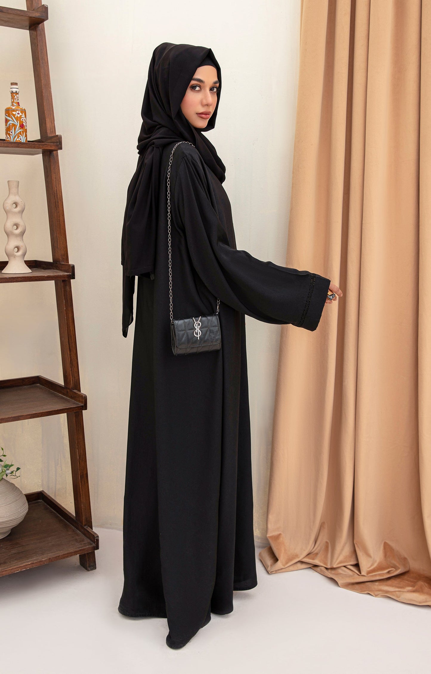 Hareer - LEWA BLACK FRONT OPEN ABAYA