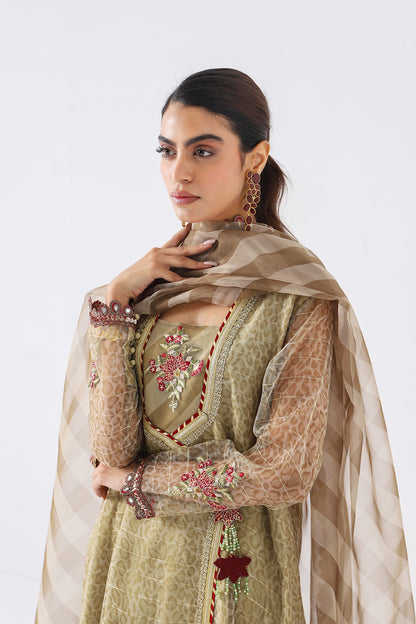 Charizma - 3-PC Embroidered Zari Net Shirt with Organza Dupatta and Trouser CMA-3-73