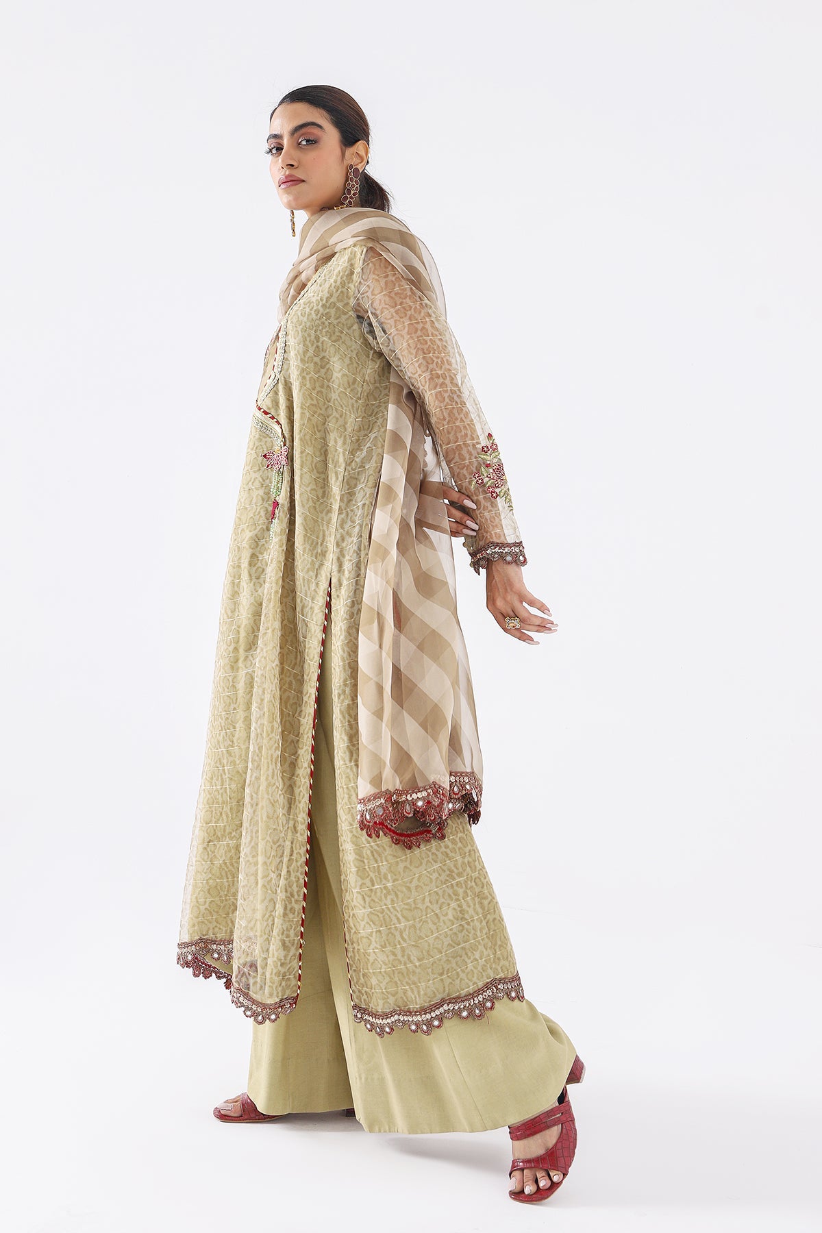 Charizma - 3-PC Embroidered Zari Net Shirt with Organza Dupatta and Trouser CMA-3-73