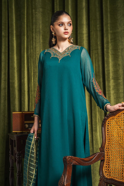 Charizma - 3-PC Embroidered Chiffon Shirt with Embroidered Organza Dupatta and Trouser CMA-3-265