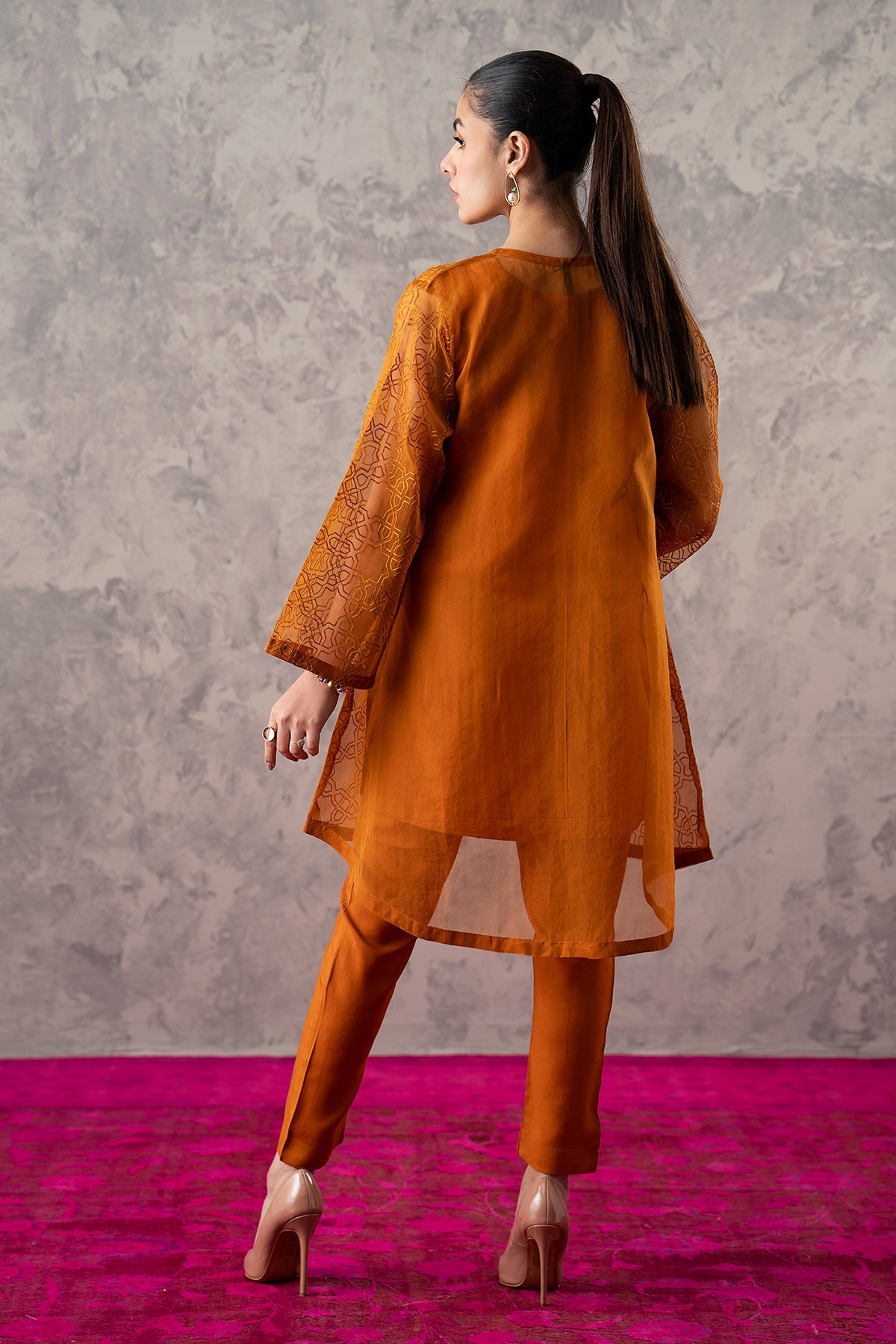 Charizma - 2-PC Embroidered Organza Shirt with Trouser CMA-3-256 (MUSTARD)