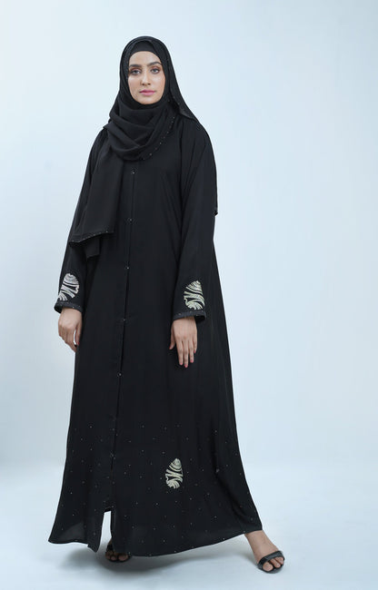 Hareer - Black Dior Abaya Swarovski Stone Work