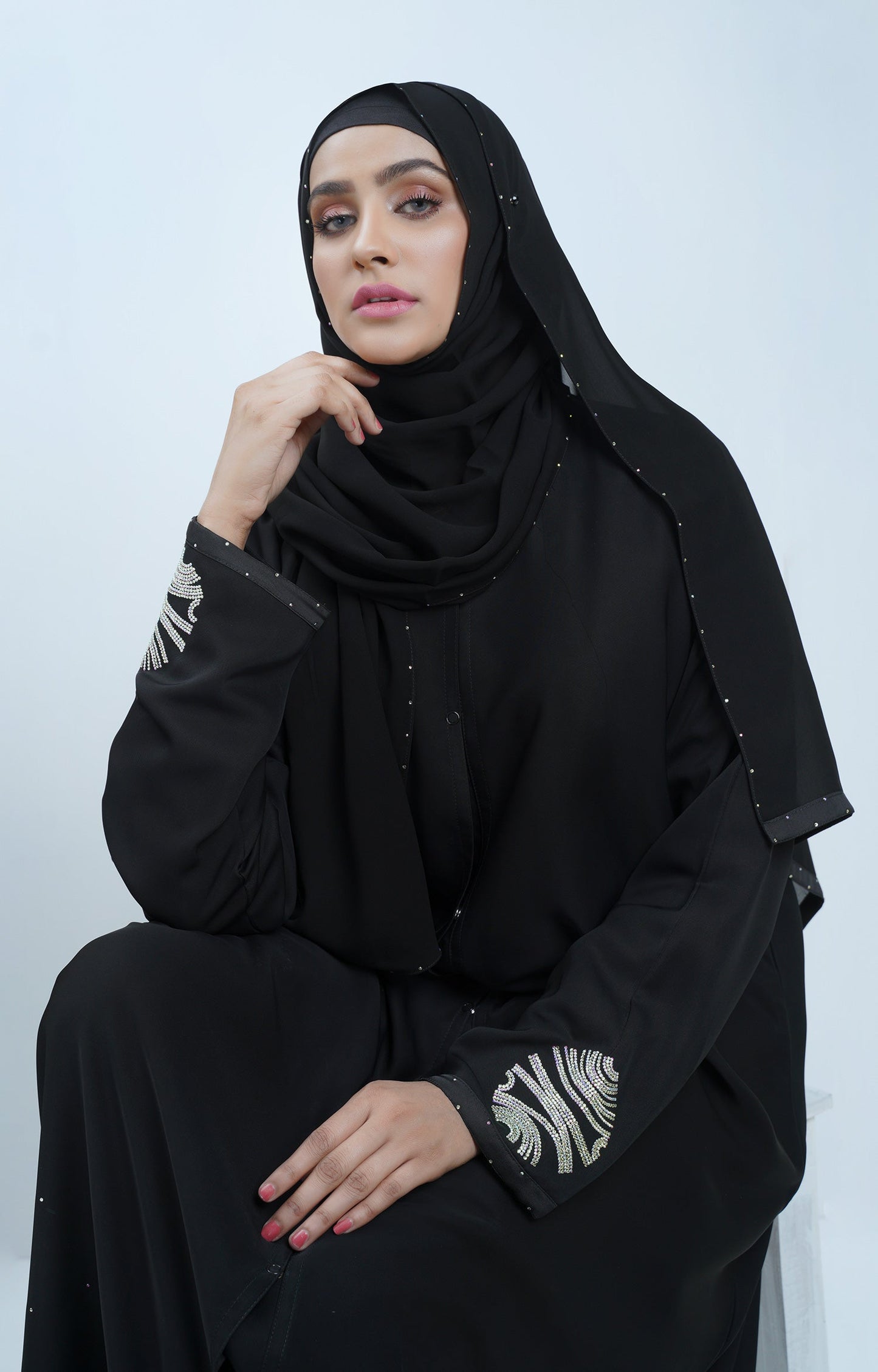 Hareer - Black Dior Abaya Swarovski Stone Work