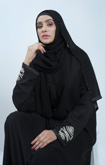 Hareer - Black Dior Abaya Swarovski Stone Work