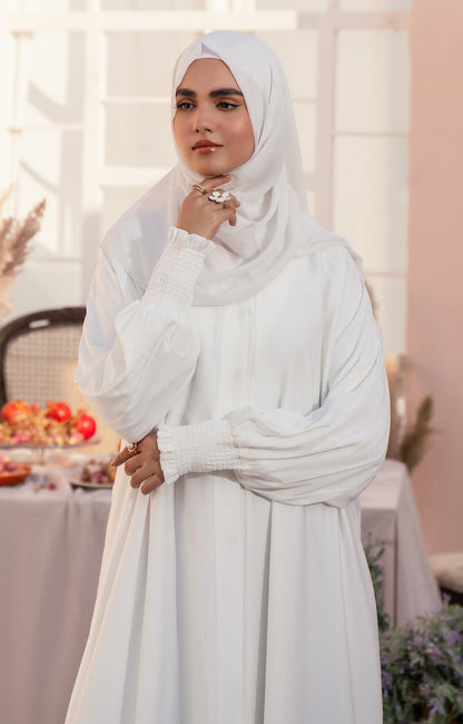 Hareer - WHITE MIST FRONT OPEN ABAYA