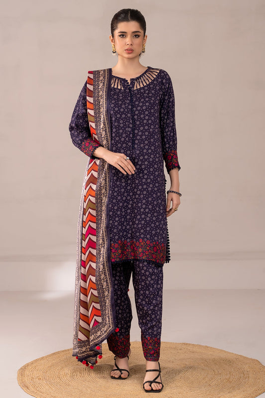 3-PC Printed Staple Shirt with Staple Trouser and Staple Dupatta NYS4-07