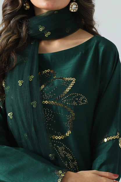 Charizma - 3-PC Embroidered Silk Shirt with Embroidered Net Dupatta and Trouser CMA-3-224