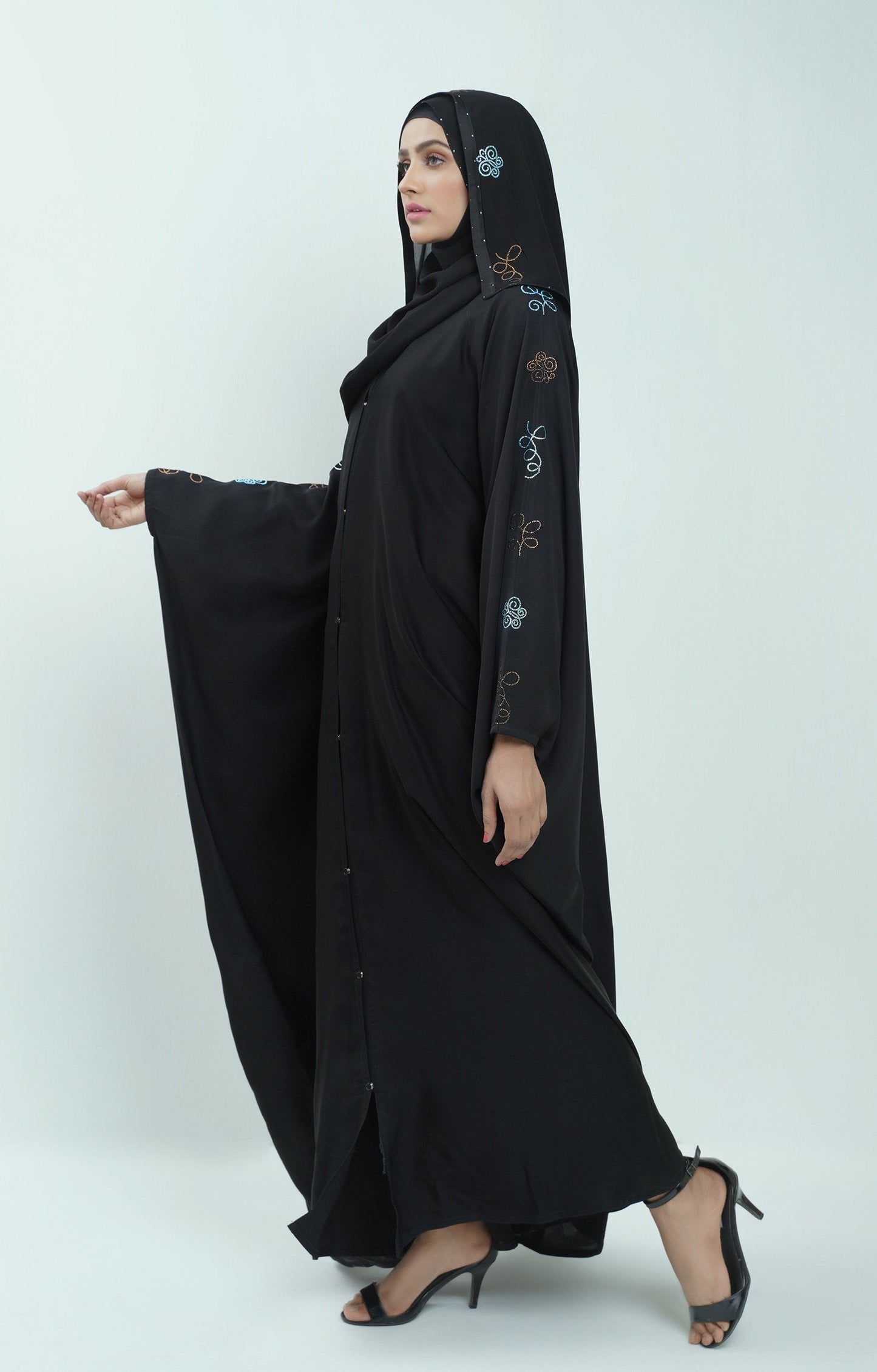 Hareer - Dark Lili Abaya Swarovski Stone Work