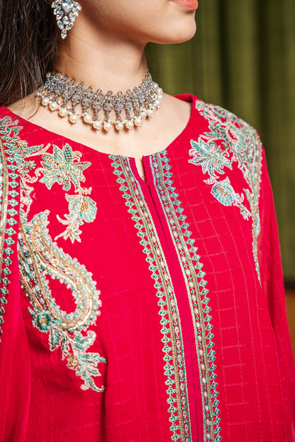 Charizma - 3-PC Embroidered Chiffon Shirt with Embroidered Dupatta and Trouser CMA-3-238