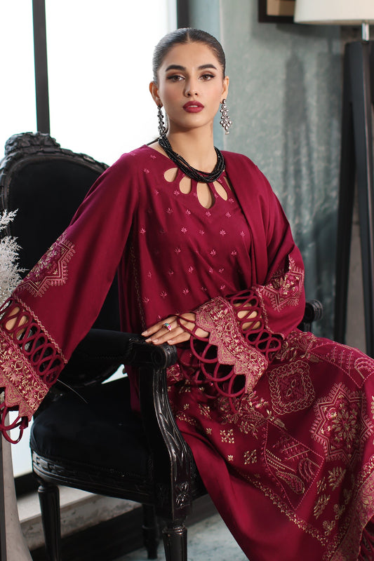 Charizma - 3-PC Unstitched Embroidered Leather with Printed Wool Shawl PS3-24