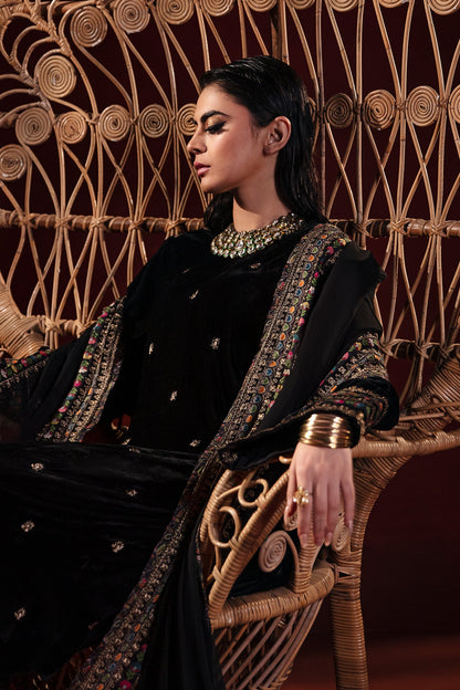 Charizma - 3-PC Embroidered Velvet Shirt with Embroidered Chiffon Dupatta and Trouser VVT-3-208