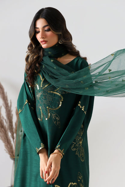 Charizma - 3-PC Embroidered Silk Shirt with Embroidered Net Dupatta and Trouser CMA-3-224