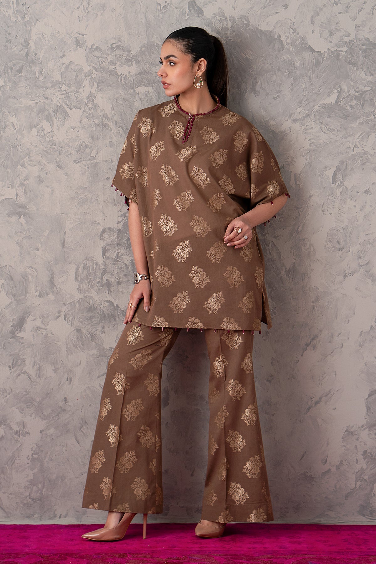 2-PC Printed Staple Jacquard with Trouser CMA-3-277