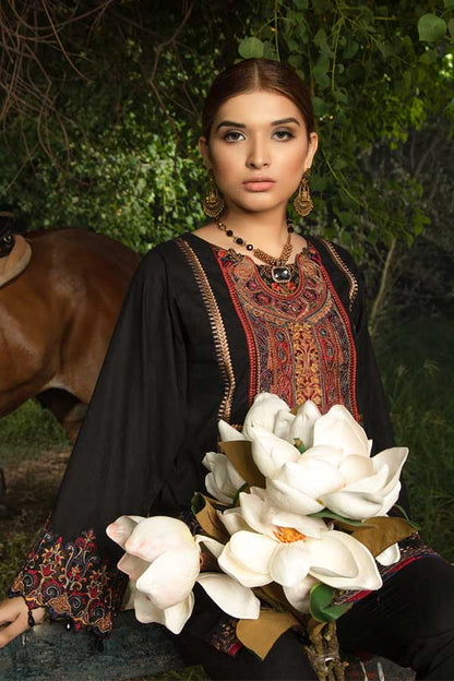 Adan's Libas - Blond Black - Embroidered Unstiched Lawn Kurti