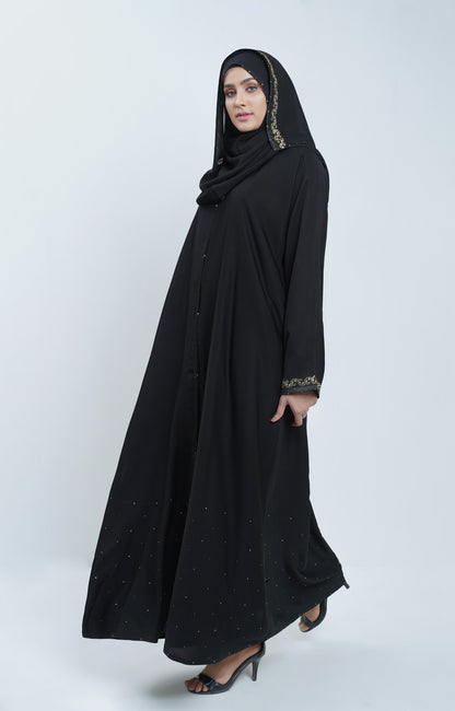 Hareer - Premium Black Swarovski Stone Work Abaya