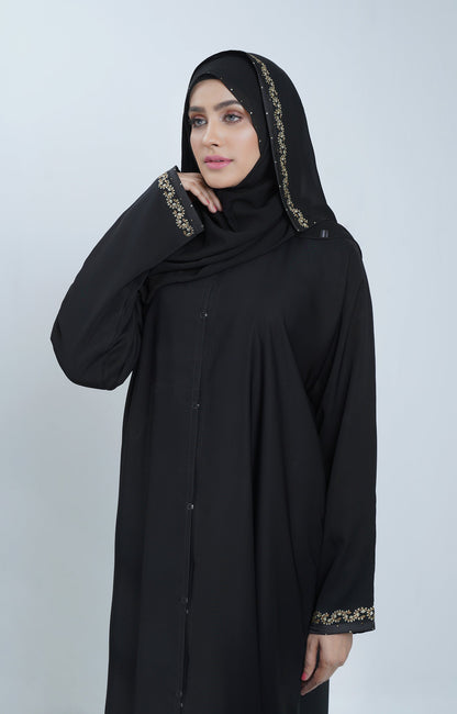 Hareer - Premium Black Swarovski Stone Work Abaya