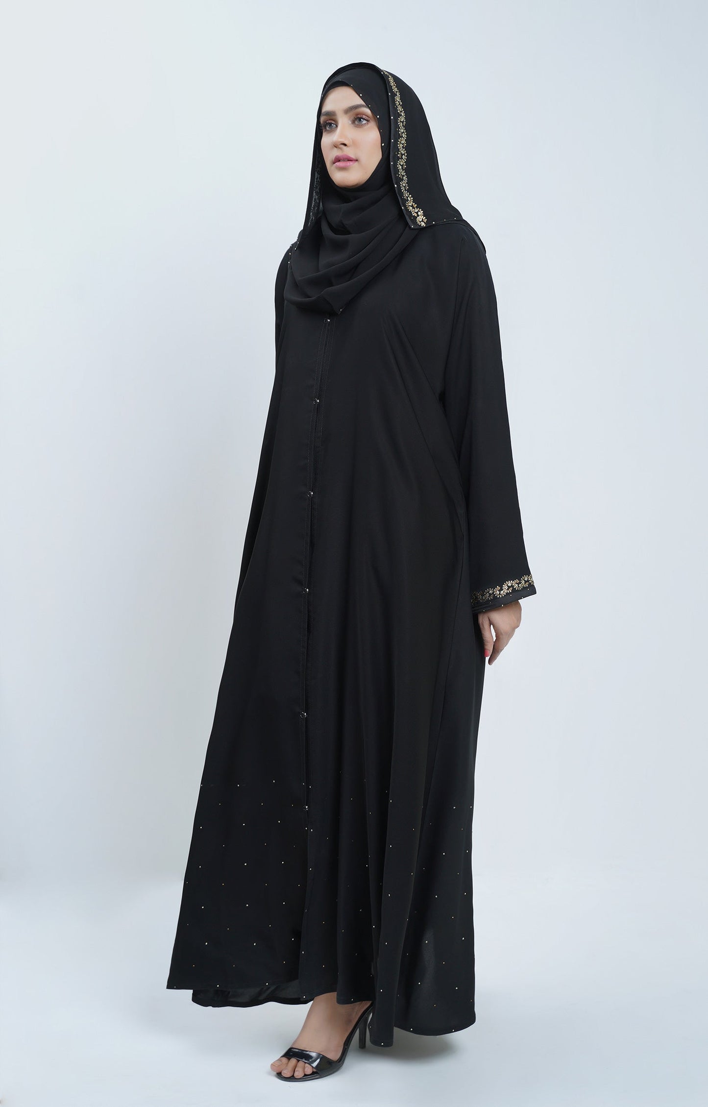 Hareer - Premium Black Swarovski Stone Work Abaya