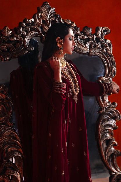 Charizma - 3-PC Embroidered Velvet Shirt with Embroidered Chiffon Dupatta and Trouser VVT-3-210