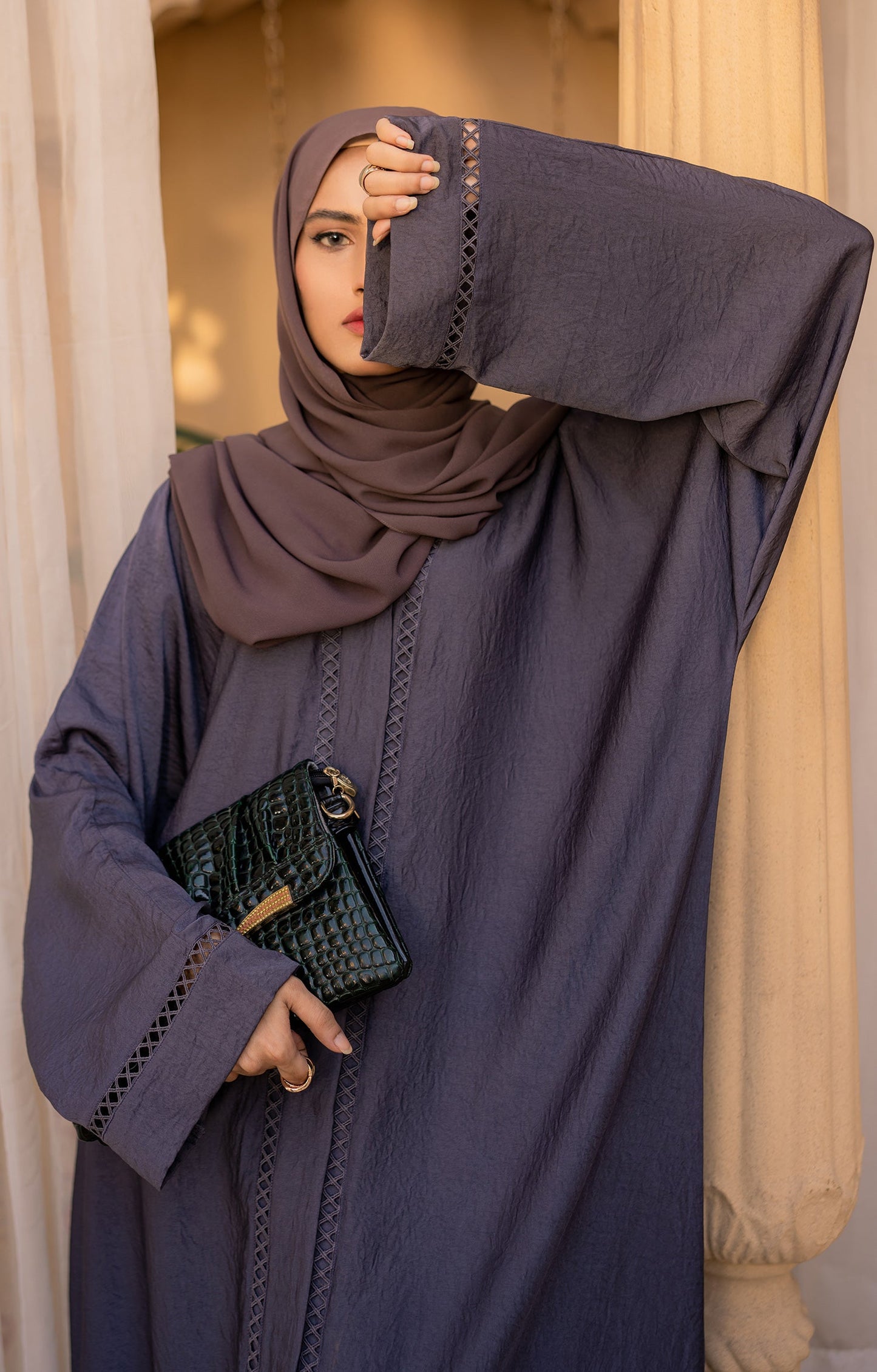 Hareer - GREY MELATI FRONT OPEN ABAYA