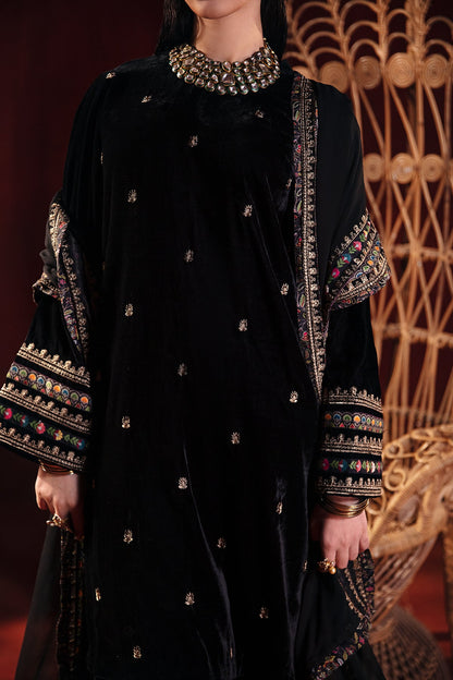 Charizma - 3-PC Embroidered Velvet Shirt with Embroidered Chiffon Dupatta and Trouser VVT-3-208