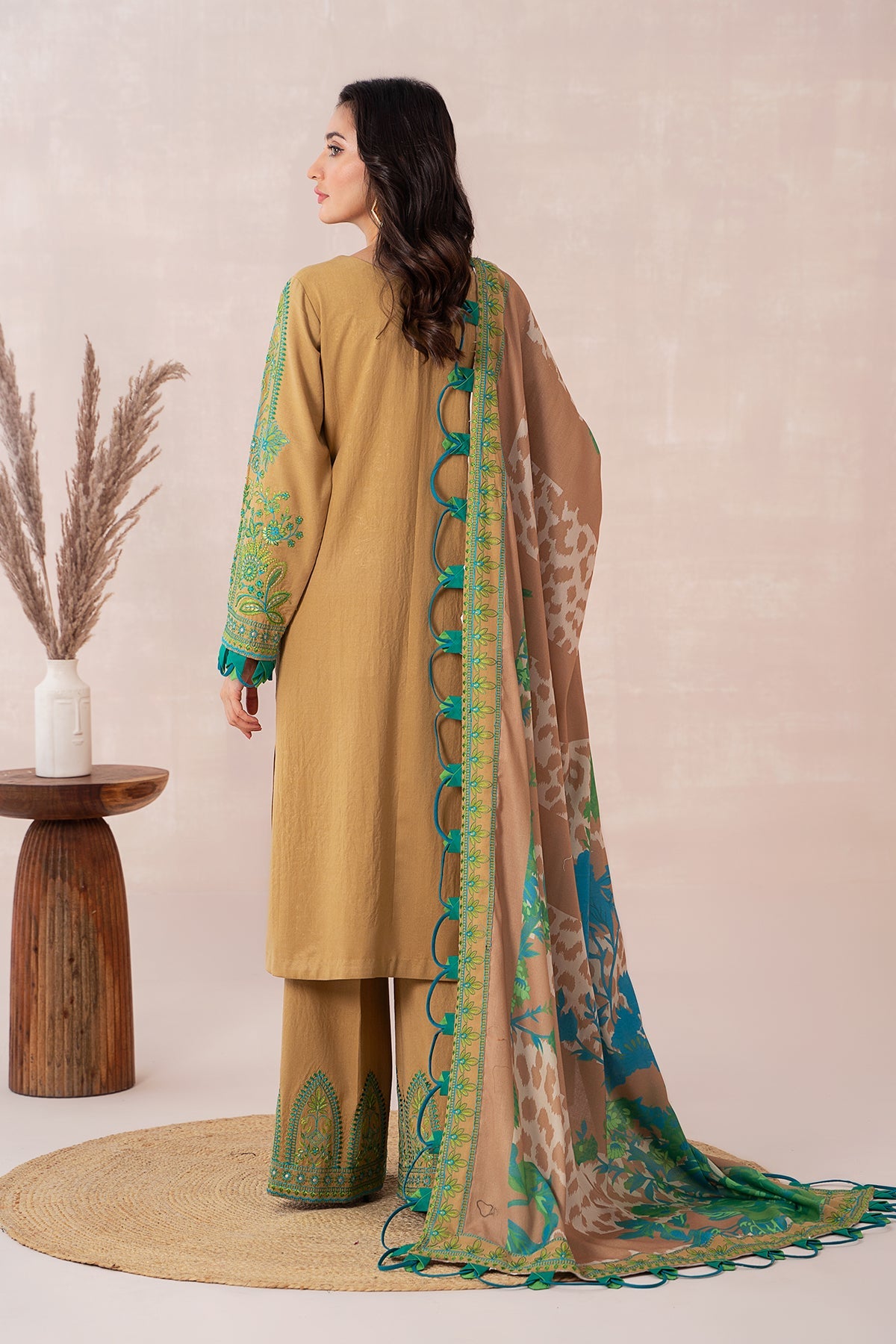 Charizma - 3-PC Unstitched Embroidered Dhank Front with Printed Wool Shawl and Trouser PS3-12