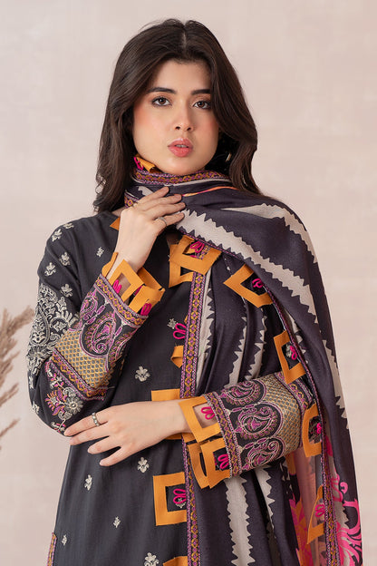 Charizma - 3-PC Unstitched Embroidered Dhank Front with Printed Wool Shawl and Trouser PS3-11