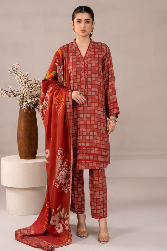 3-PC Printed Staple Shirt with Staple Dupatta and Trouser NYS4-06