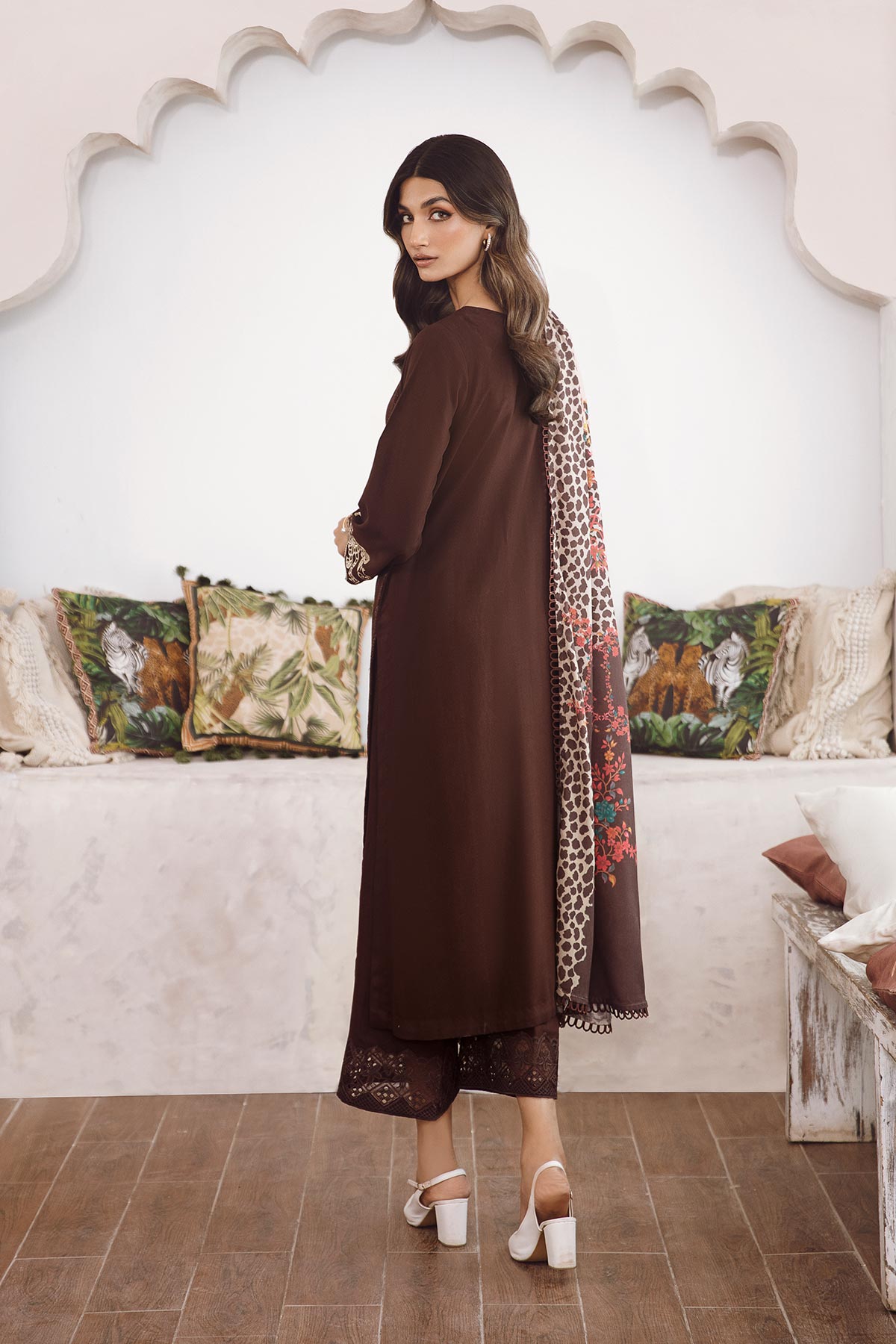 Charizma - 3-PC Unstitched Embroidered Leather Shirt with Printed Wool Shawl PS3-01