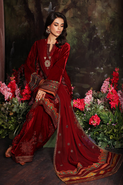 Charizma - 3 Pc Unstitched Embroidered Velvet With Embroidered Chiffon Dupatta CVT3-03