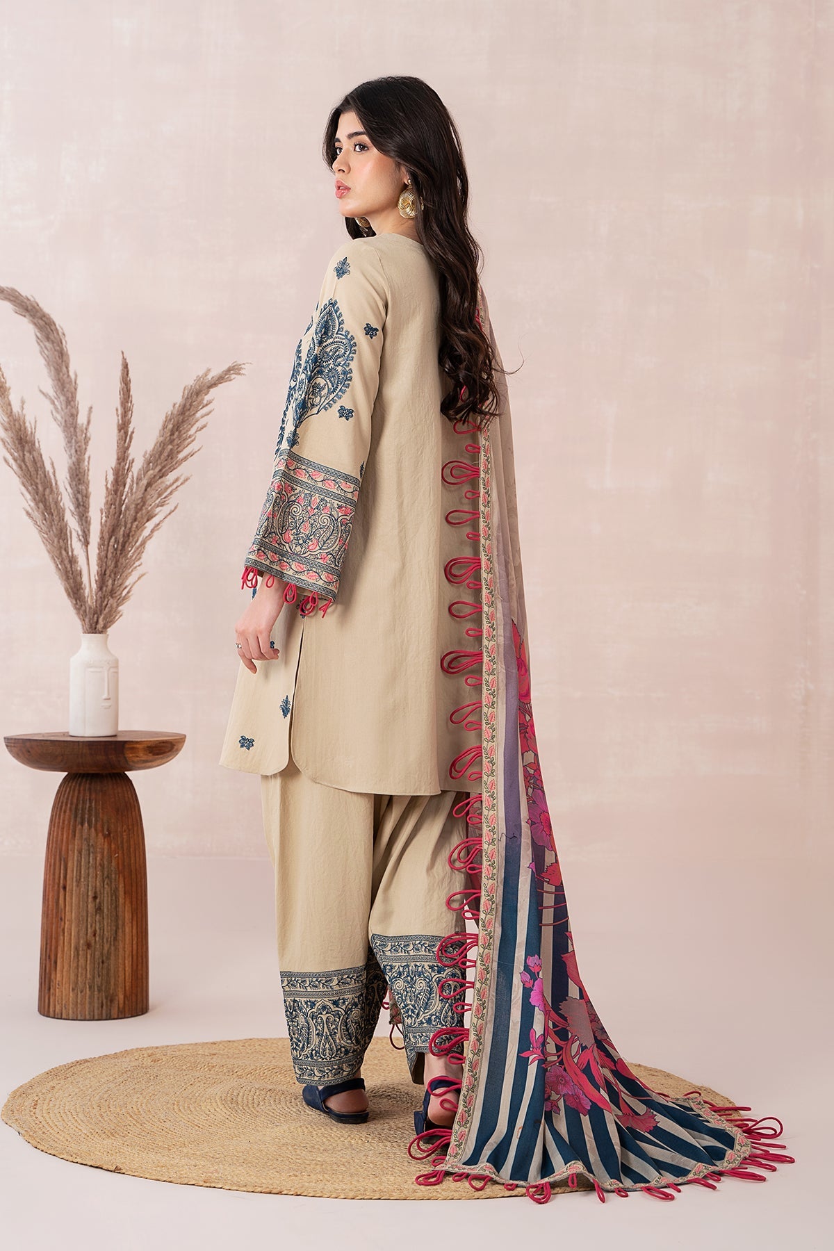 Charizma - 3-PC Unstitched Embroidered Dhank Front with Printed Wool Shawl and Trouser PS3-10