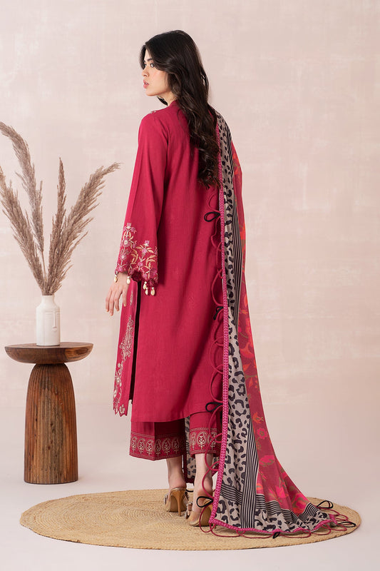 Charizma - 3-PC Unstitched Embroidered Dhank Front with Printed Wool Shawl and Trouser PS3-09