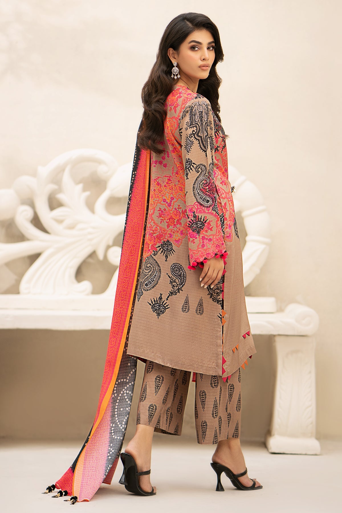 Charizma - 3-Pc Charizma Unstitched Linen Slub with Printed Wool Shawl CPW3-25