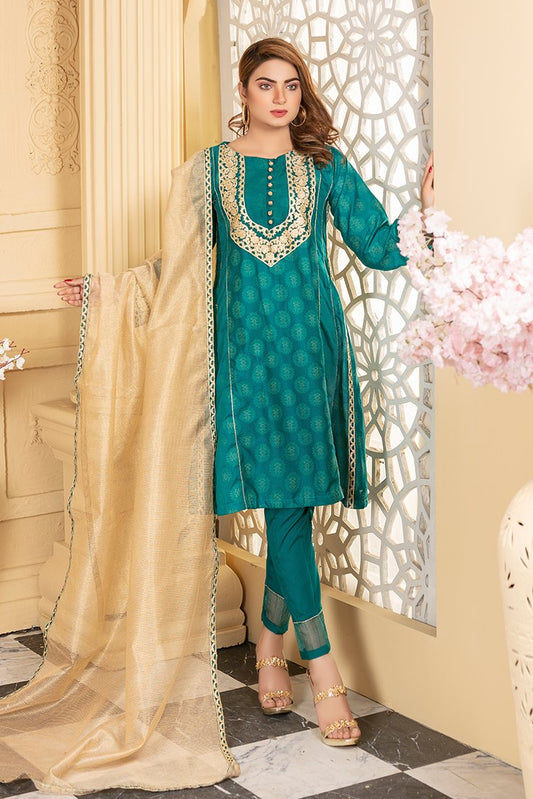 Ellena - 3-PC Stitched Jacquard Suit