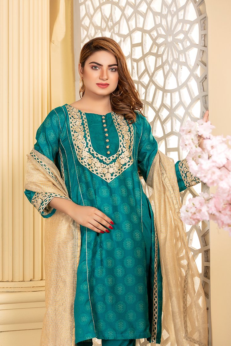 Ellena - 3-PC Stitched Jacquard Suit
