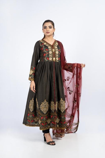 Ellena - 3-PC Stitched Masoori Cotton Suit