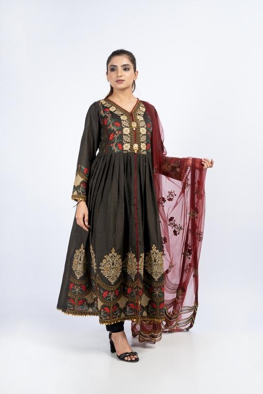 Ellena - 3-PC Stitched Masoori Cotton Suit
