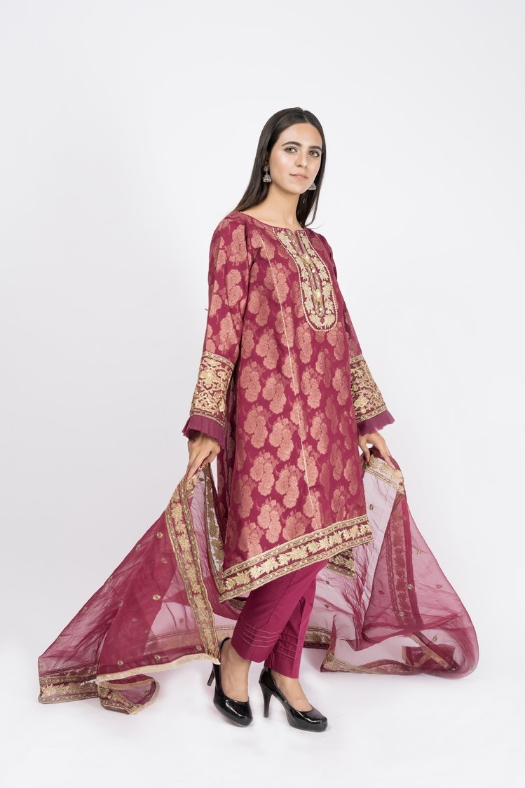 Ellena - 3-PC Stitched Jacquard Suit