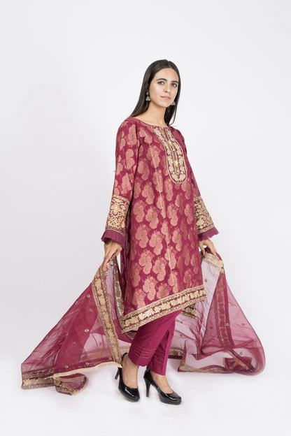 Ellena - 3-PC Stitched Jacquard Suit