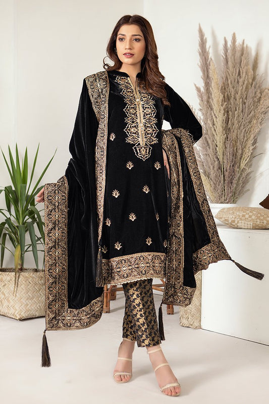 Ellena - 3-PC Stitched Velvet Suit