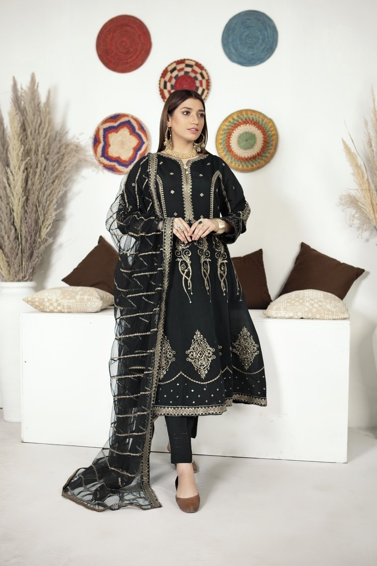 Ellena - 3-PC Stitched Paper Cotton Suit