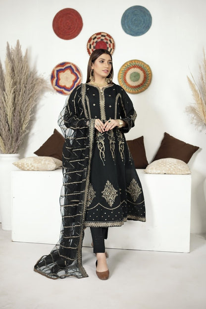 Ellena - 3-PC Stitched Paper Cotton Suit