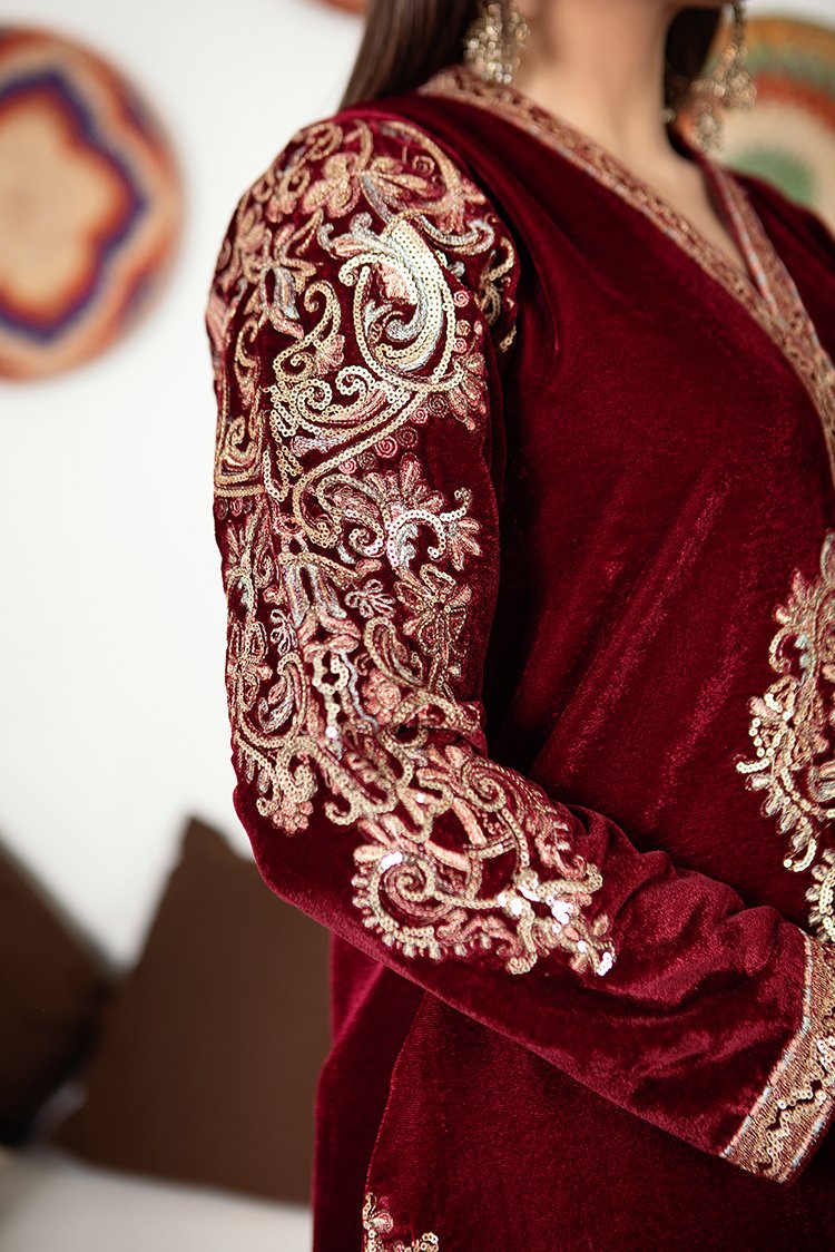 Ellena - 3-PC Stitched Velvet Suit
