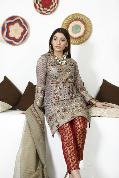 Ellena - 3-PC Stitched Masoori Suit