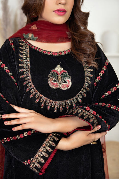 Ellena - 3-PC Stitched Velvet Suit
