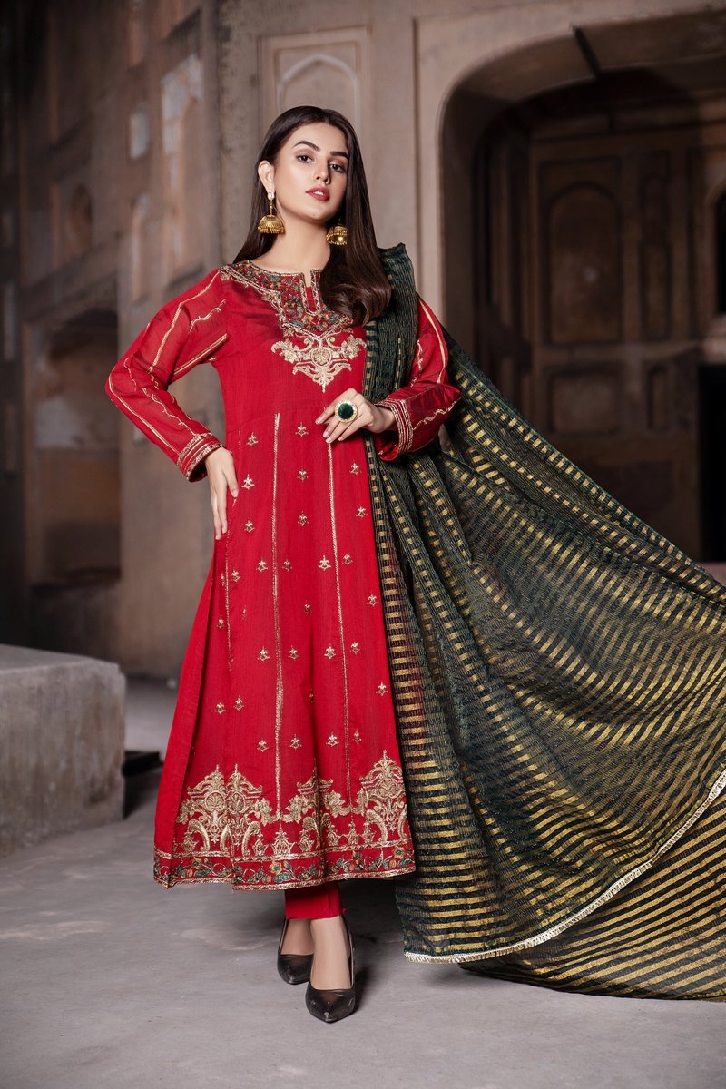 Ellena - 3-PC Stitched Paper Cotton Suit