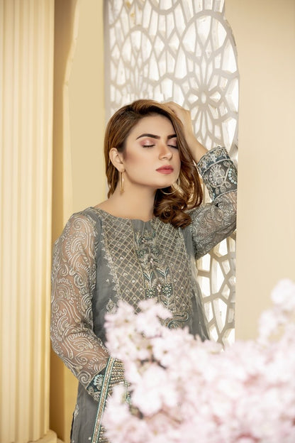 Ellena - 3-PC Stitched Organza Suit